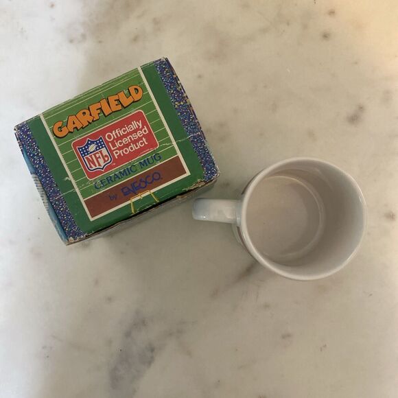 Vintage GARFIELD NFL Enesco Ceramic Coffee Mug w/Box New York GIANTS Fanatic Cup - Picture 4 of 8